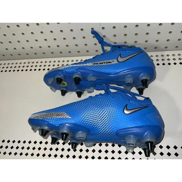 Nike Phantom GT Elite SG Pro AC Soccer Cleats Mens Size 5 Womens 6.5 Blue Silver