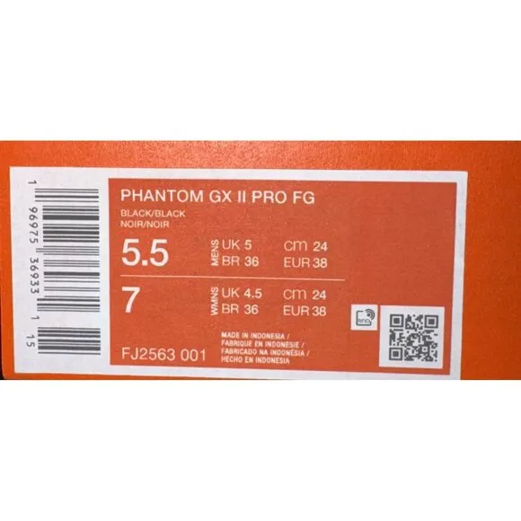 Nike Phantom GX II Pro FG Soccer Cleats Mens Size 5.5 Womens 7 FJ2563-001 Black
