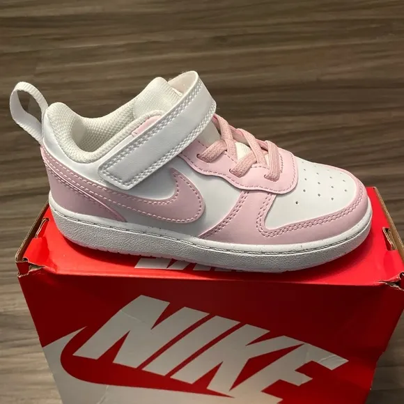 Nike pink and white girls court borough low recraft size 9C -NWT