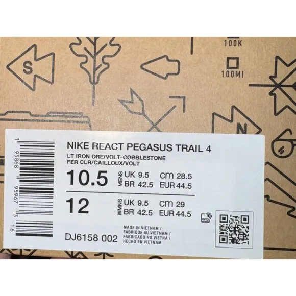 Nike React Pegasus Trail 4 Mens Athletic Running Shoes Size 10.5 Multi Color