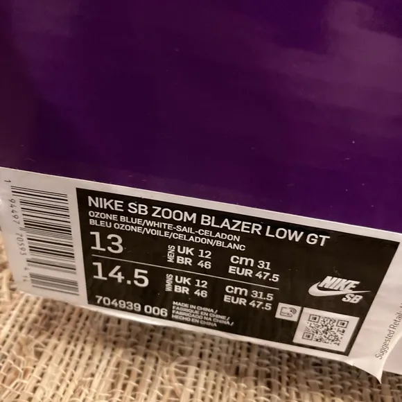 Nike SB Zoom BLAZER LOW GT Ozone Blue 704939-006 Men's Sz-13 Shoes New In Box