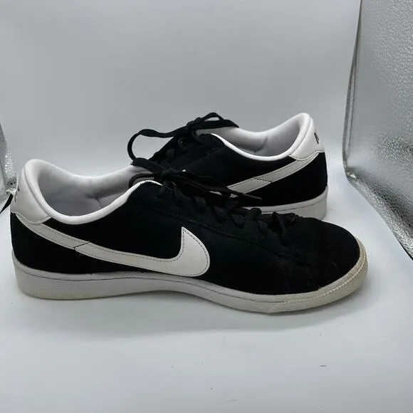 Nike Shoes Mens 9.5 Classic Tennis Sneaker 312495-011 Black Leather Lace Up Flat