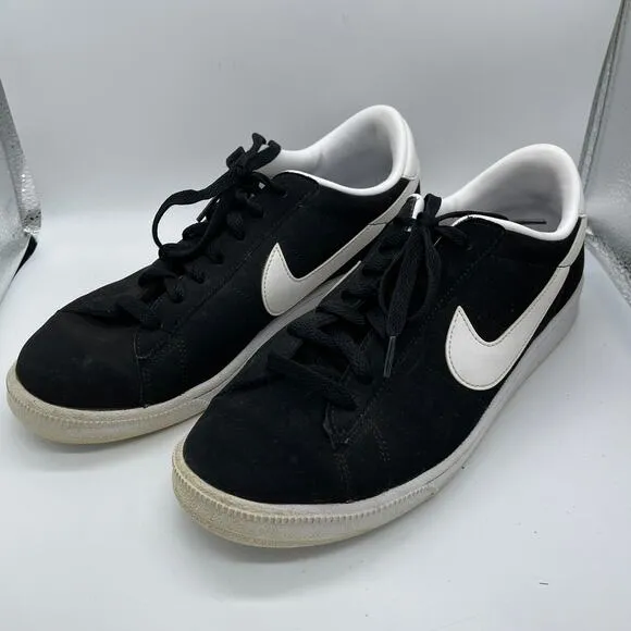 Nike Shoes Mens 9.5 Classic Tennis Sneaker 312495-011 Black Leather Lace Up Flat
