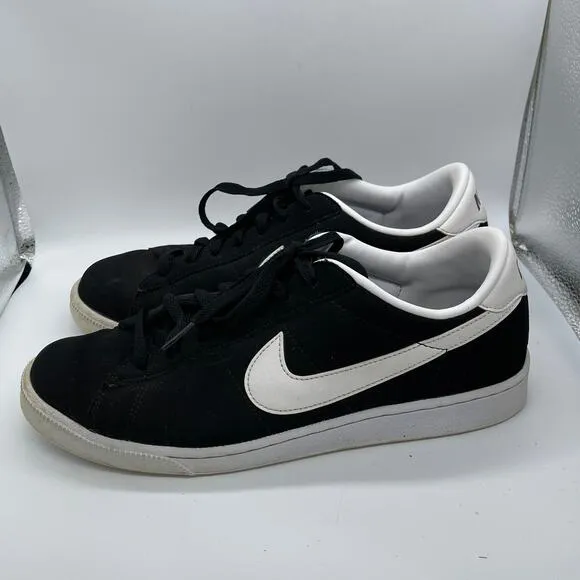 Nike Shoes Mens 9.5 Classic Tennis Sneaker 312495-011 Black Leather Lace Up Flat