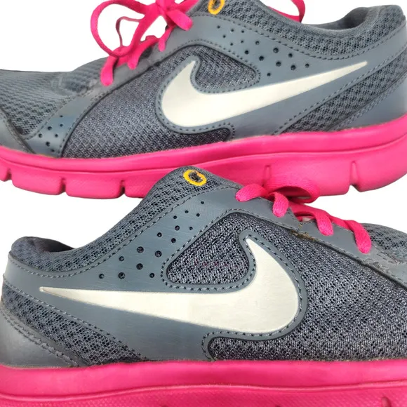 Nike Shoes Womens 6 Hot Pink Gray White Swoosh Tennis Running Gym Sneakers