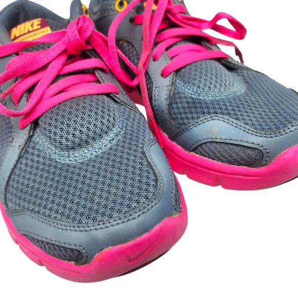 Nike Shoes Womens 6 Hot Pink Gray White Swoosh Tennis Running Gym Sneakers