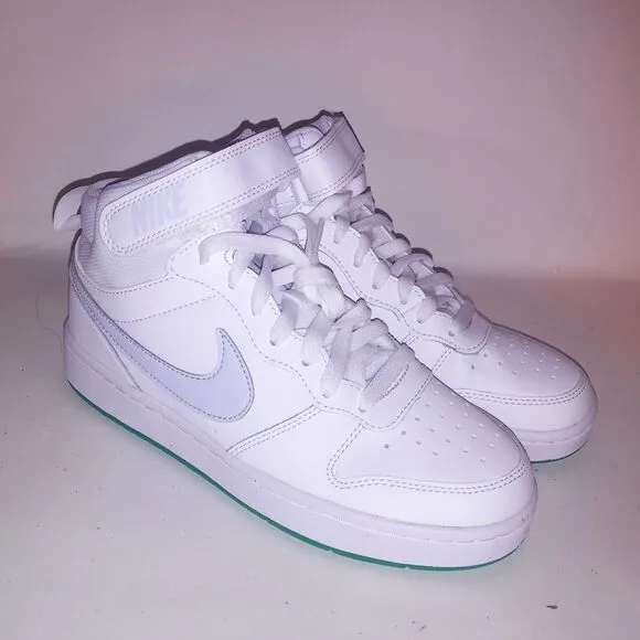Nike Sneakers Size 5.5 Youth Court Borough Mid 2 GS White Gray Green Kids Shoes