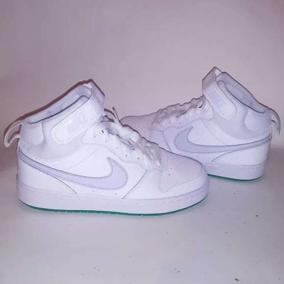 Nike Sneakers Size 5.5 Youth Court Borough Mid 2 GS White Gray Green Kids Shoes