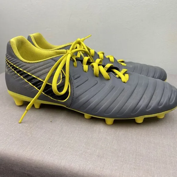 Nike soccer cleats men 9.5 gray lace legend 7 tiempo FG a02597-070 Leather
