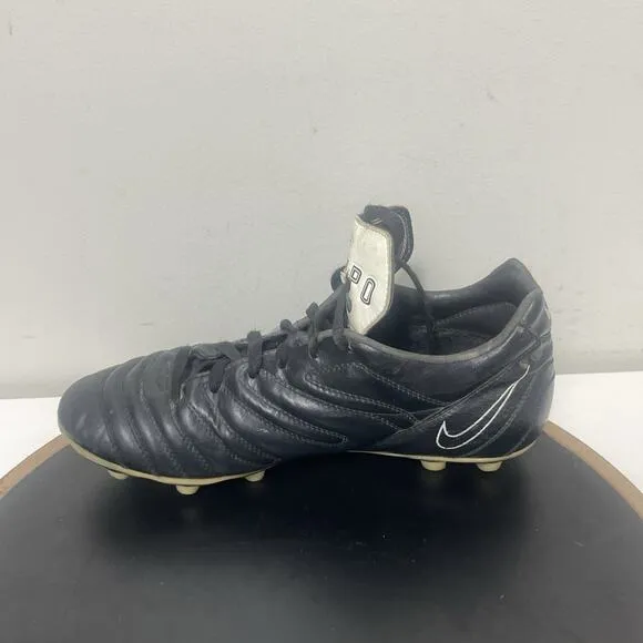 Nike Tiempo 650 FG Soccer Cleats Men 10.5 Black Leather Firm Ground 991101 Vinta