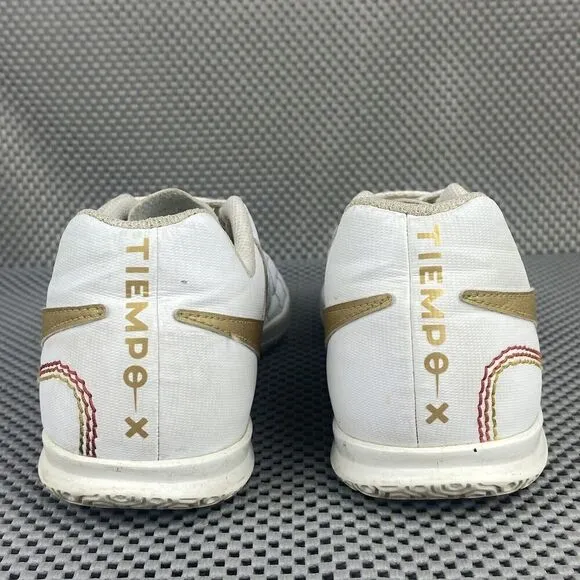 Nike Tiempo Soccer Sneakers Shoes Youth 6 Y White Metallic Gold Lace Up