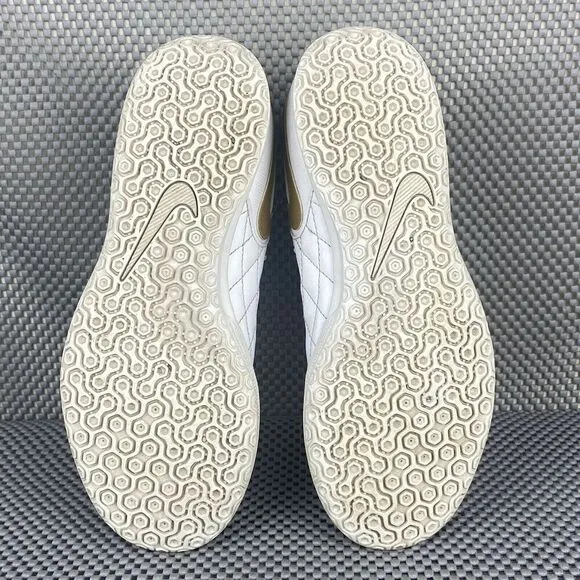 Nike Tiempo Soccer Sneakers Shoes Youth 6 Y White Metallic Gold Lace Up