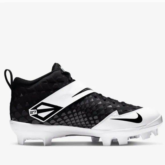 Nike Trout Fastflex Black White Football Cleats 3.5 Youth Athletic Sport Shoes