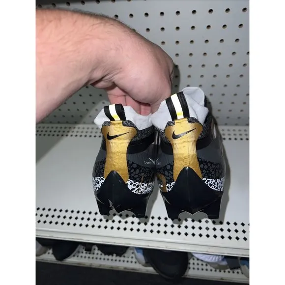 Nike Vapor Edge Elite 360 Black Metallic Gold Mens Football Cleats Size 16