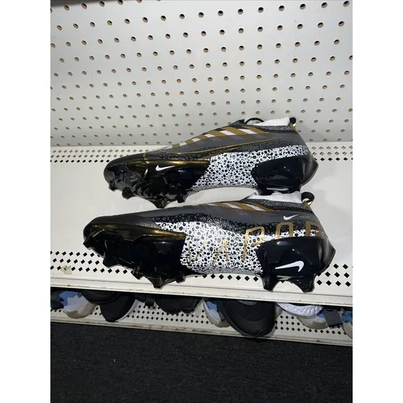 Nike Vapor Edge Elite 360 Black Metallic Gold Mens Football Cleats Size 16