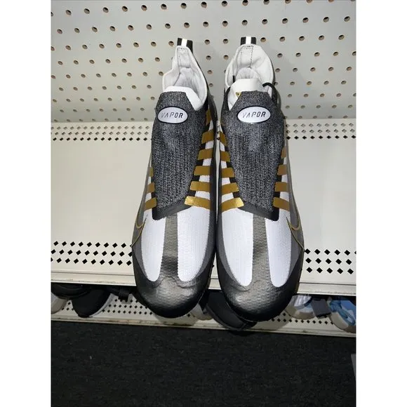 Nike Vapor Edge Elite 360 Black Metallic Gold Mens Football Cleats Size 16