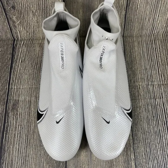 Nike Vapor Edge Pro 360 White/Black Football Cleats Sz 14 AO8277-100