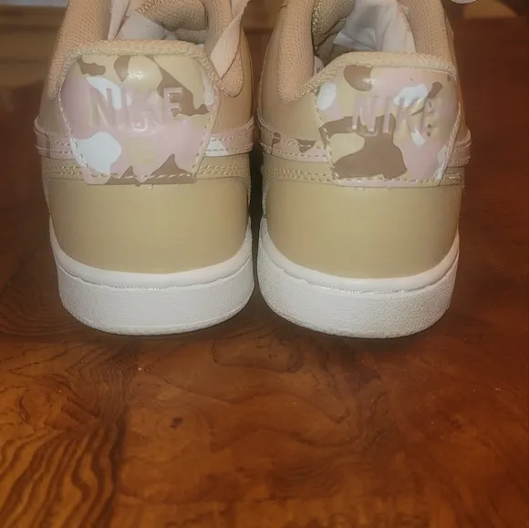 Nike Women's Court Vision Low Beige Pink Camo Shoes Sneakers