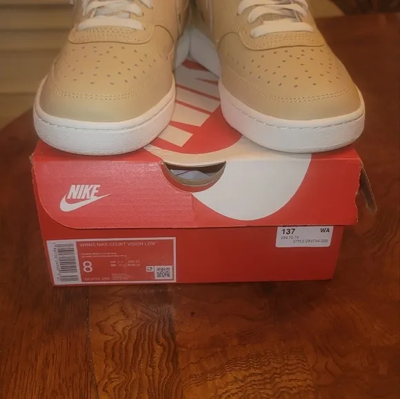Nike Women's Court Vision Low Beige Pink Camo Shoes Sneakers