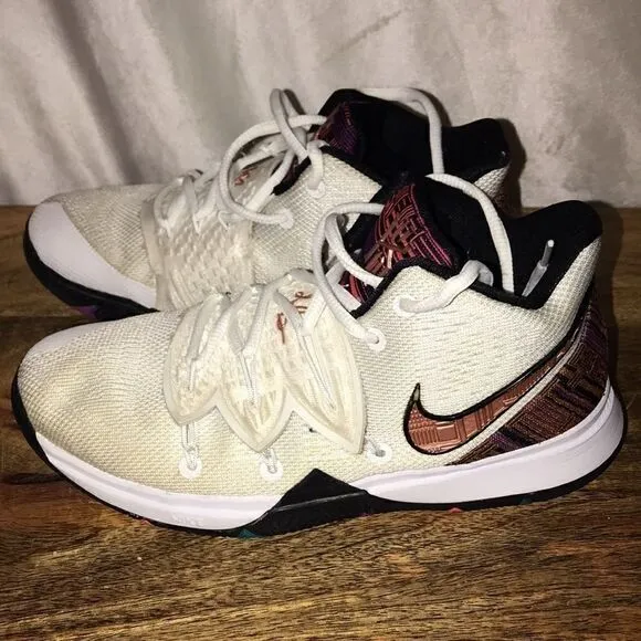 Nike Women's Kyrie Elizabeth Hungry Tennis Lace-up Athletic Shoes Gold/White Siz