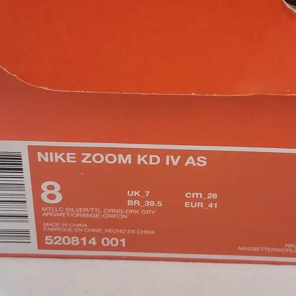 Nike Zoom KD 4 All-Star Galaxy Men’s Shoes 8 (Womens 10) 520814-001 Og Sneakers