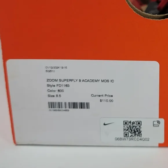 Nike Zoom Mercurial Superfly 9 Academy IC Size 8.5 Soccer Shoes FD1163 600 New