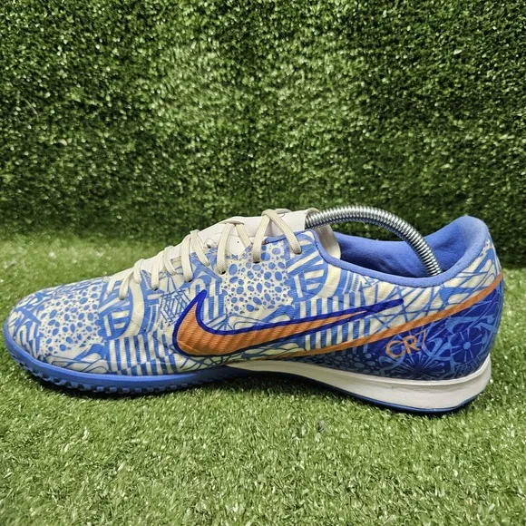 Nike Zoom Mercurial Vapor 15 Academy CR7 IC Azulejo Blue Soccer Shoes Mens 12