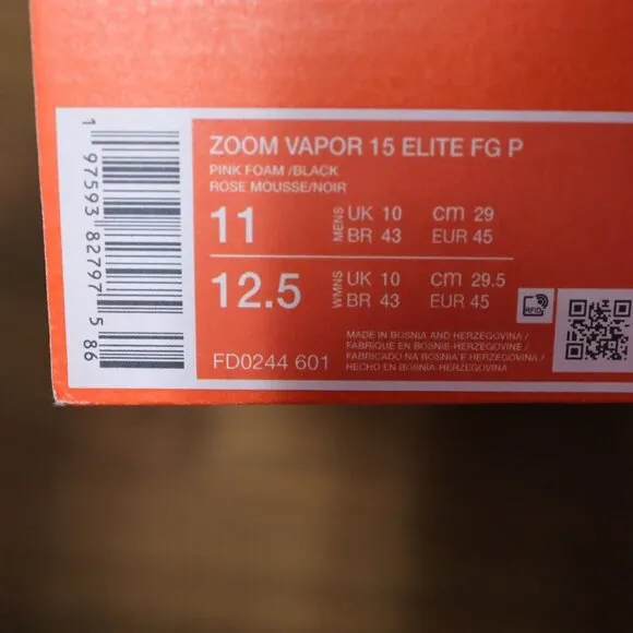 Nike Zoom Vapor 15 Elite FG P 'Pink Foam/Black' FD0244-601 Men's 11