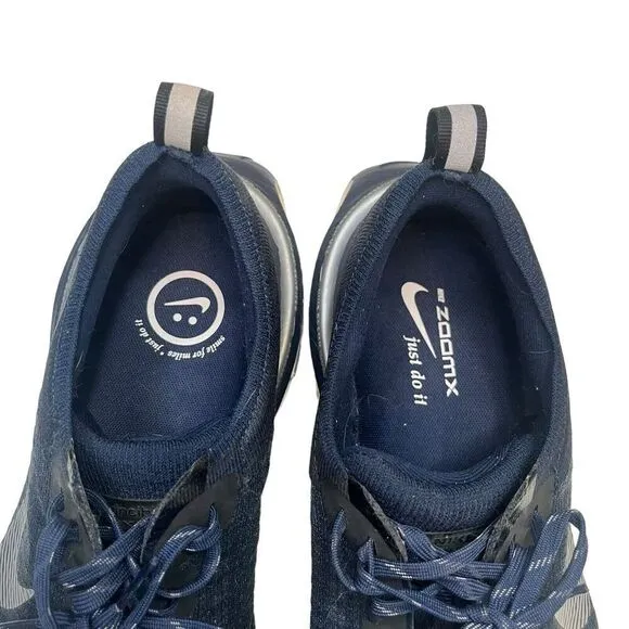 Nike ZoomX Invincible Running Shoes Flyknit 3 College Navy Metallic Silver Sz 13