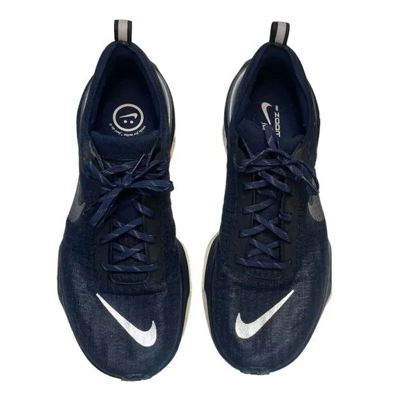 Nike ZoomX Invincible Running Shoes Flyknit 3 College Navy Metallic Silver Sz 13