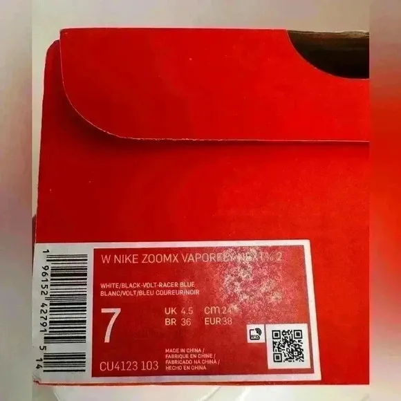Nike ZoomX Vaporfly Next% 2 White Volt Racer Blue size 7