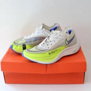 Nike ZoomX Vaporfly Next% 2 White Volt Racer Blue size 7