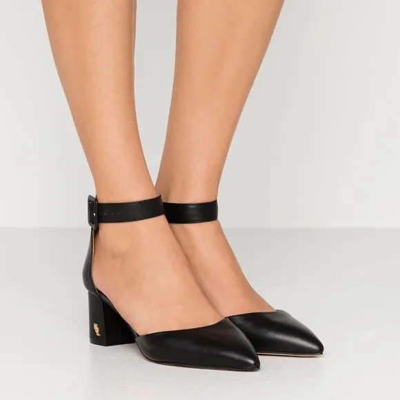 NWOT Kurt Geiger London Burlington Pointed Toe Leather Court Block Heeled Shoes