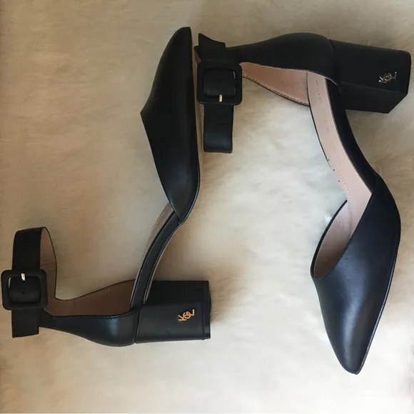 NWOT Kurt Geiger London Burlington Pointed Toe Leather Court Block Heeled Shoes