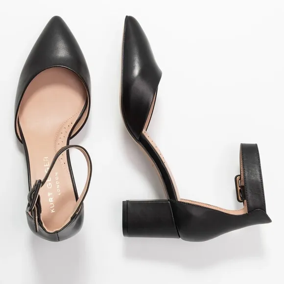 NWOT Kurt Geiger London Burlington Pointed Toe Leather Court Block Heeled Shoes