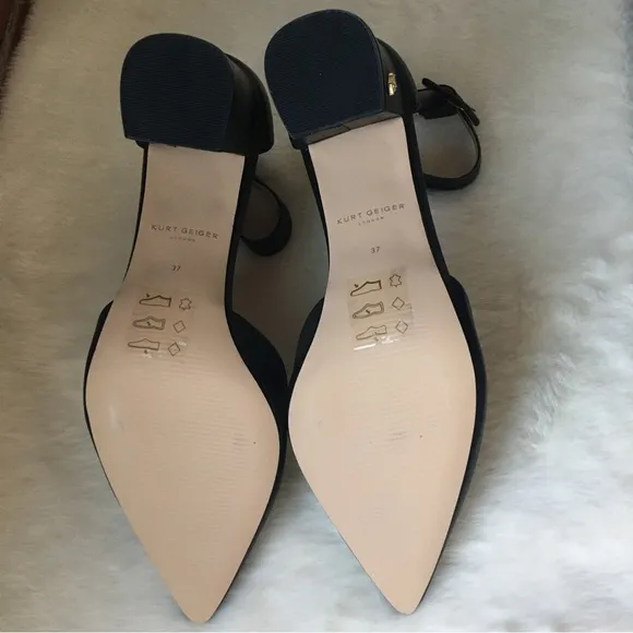 NWOT Kurt Geiger London Burlington Pointed Toe Leather Court Block Heeled Shoes