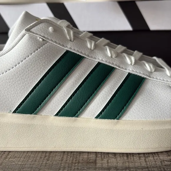 NWT Adidas Grand Court Men's Shoes - White &amp; Green - ID1171