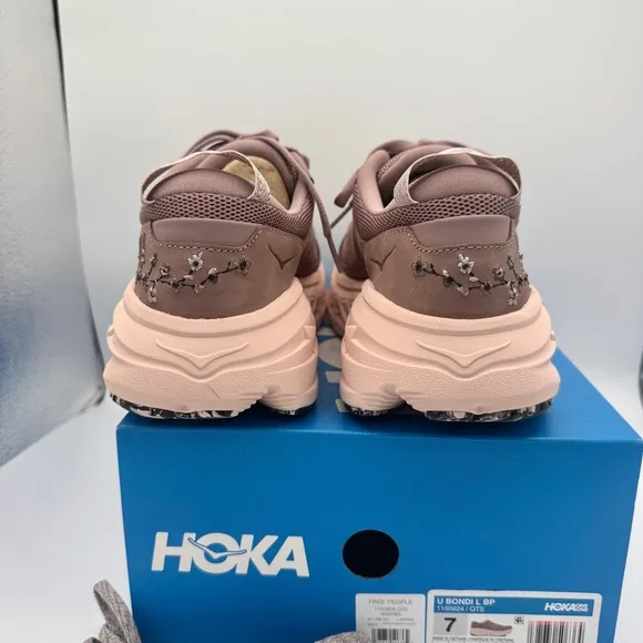 NWT Hoka Bondi L Leather Embroidered Sneakers Unisex BP Vibrant Bloom Quartz NEW