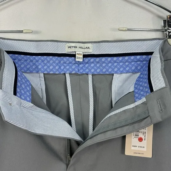NWT Peter Millar Crown Sport Raleigh Performance Trouser Mens 36 x 32 Pant Grey