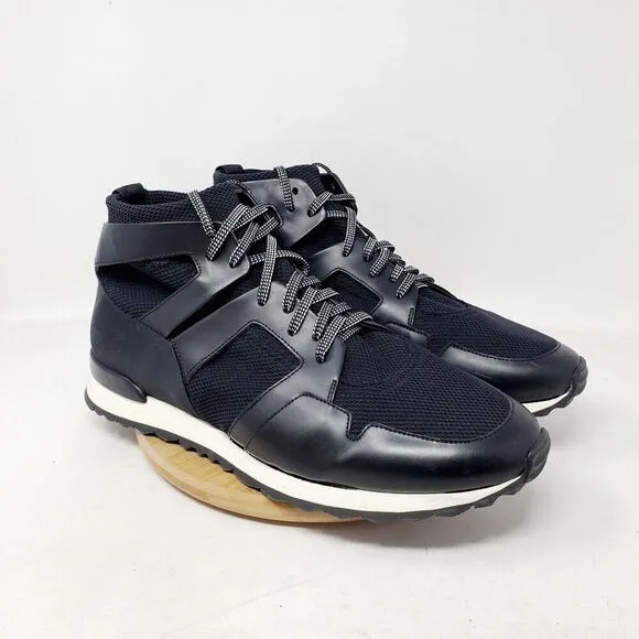 OAMC Marathon Mid Shoes Mens 12 Black Leather Mesh Lace Up Low Sneaker
