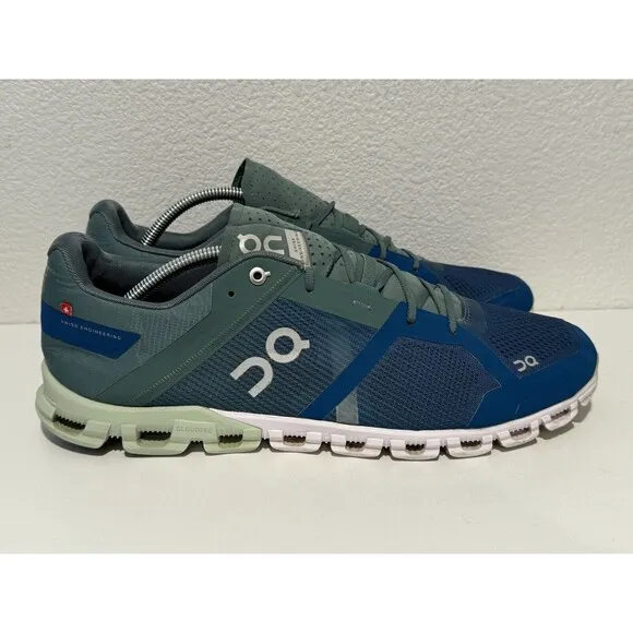 ON Cloud Cloudflow Mens Running Shoes Sz 13 Sea Petrol Blue Green Sneakers Gym