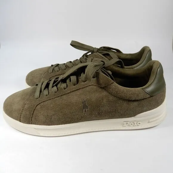 POLO Ralph Lauren Heritage Court II Suede Sneakers Size 10 Olive Green Suede NEW