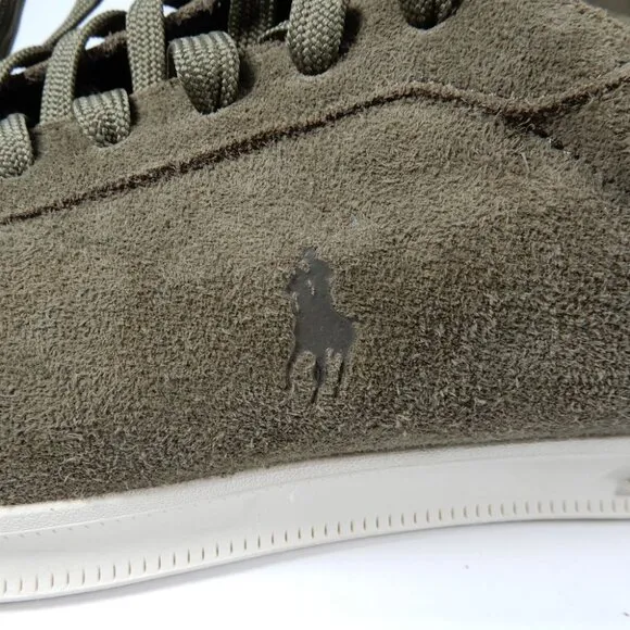 POLO Ralph Lauren Heritage Court II Suede Sneakers Size 10 Olive Green Suede NEW
