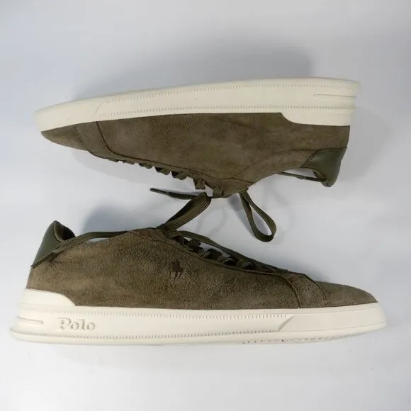 POLO Ralph Lauren Heritage Court II Suede Sneakers Size 10 Olive Green Suede NEW