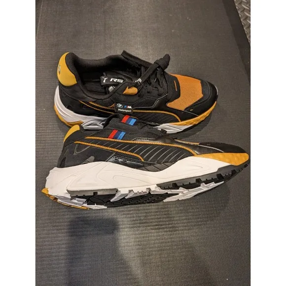 Puma Bmw M Motorsport Rs-Trck Mens Size 11 Black Amber Sneakers Shoes Super Rare