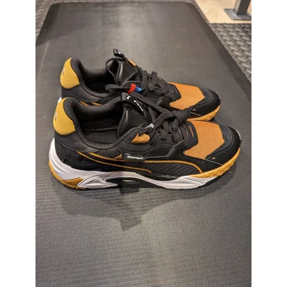 Puma Bmw M Motorsport Rs-Trck Mens Size 11 Black Amber Sneakers Shoes Super Rare