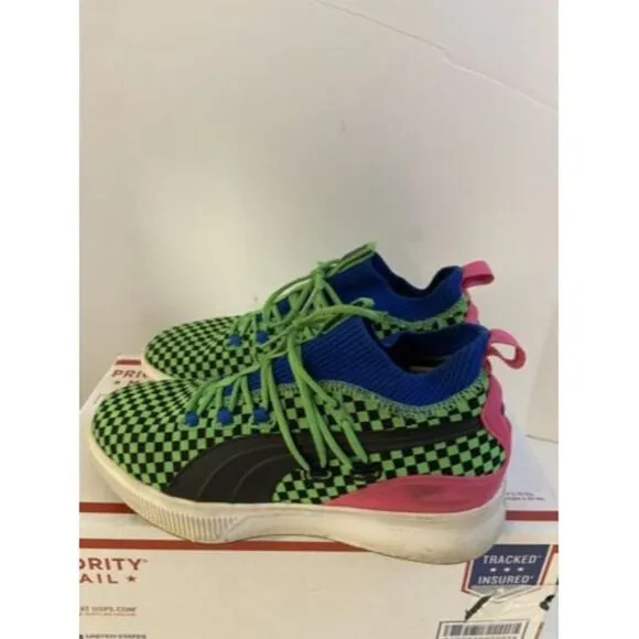 Puma Clyde Court Shoes Summertime Green Black Pink Size 8.5