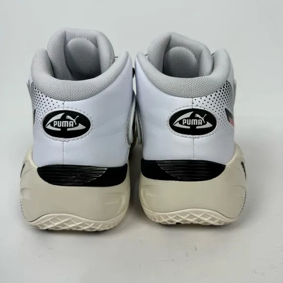 Puma Disc Rebirth Mid Top White Fiery Coral Basketball Shoes Sneakers Court