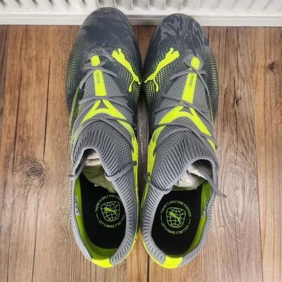 PUMA Future 7 Match Rush FG/AG Mens Size 13 Gray Green Soccer Cleats 107842-01