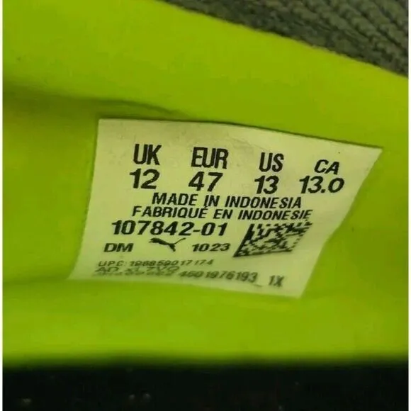 PUMA Future 7 Match Rush FG/AG Mens Size 13 Gray Green Soccer Cleats 107842-01